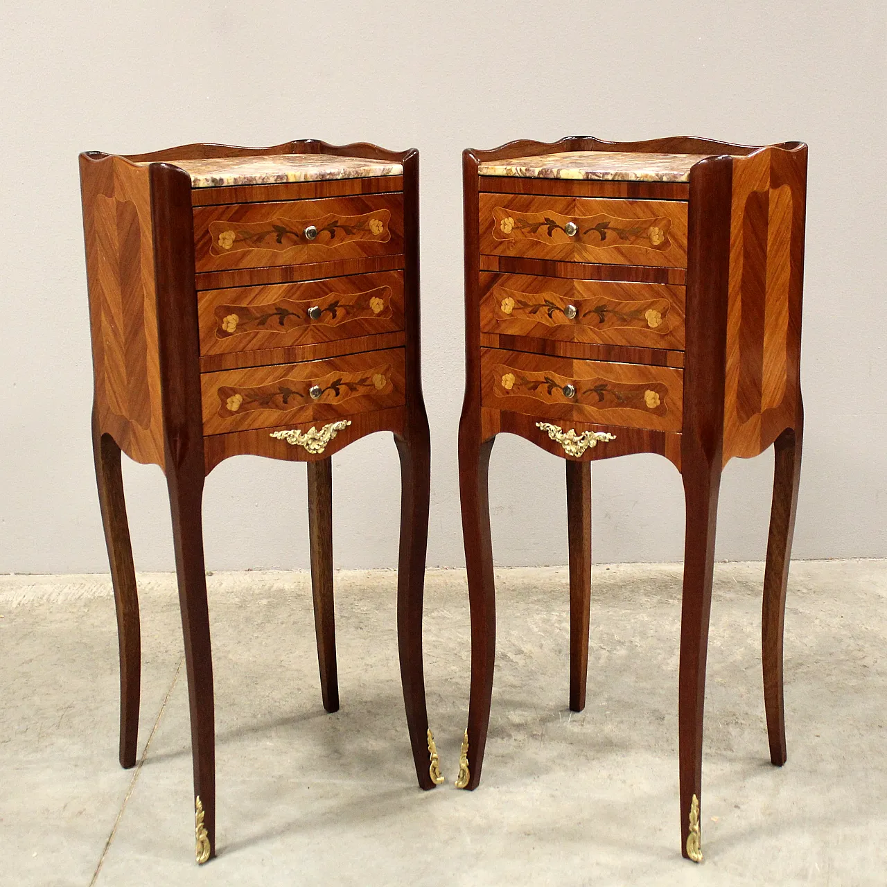 Coppia comodini intarsiati Napoleone III primo '900 2