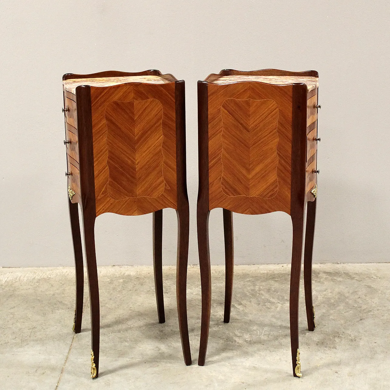 Coppia comodini intarsiati Napoleone III primo '900 5