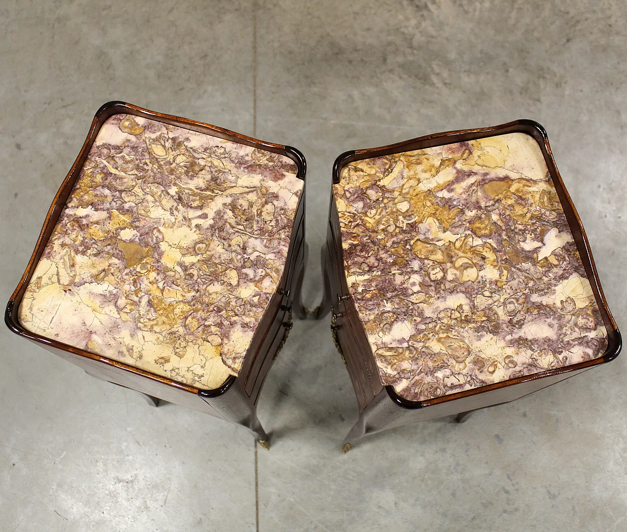 Coppia comodini intarsiati Napoleone III primo '900 9