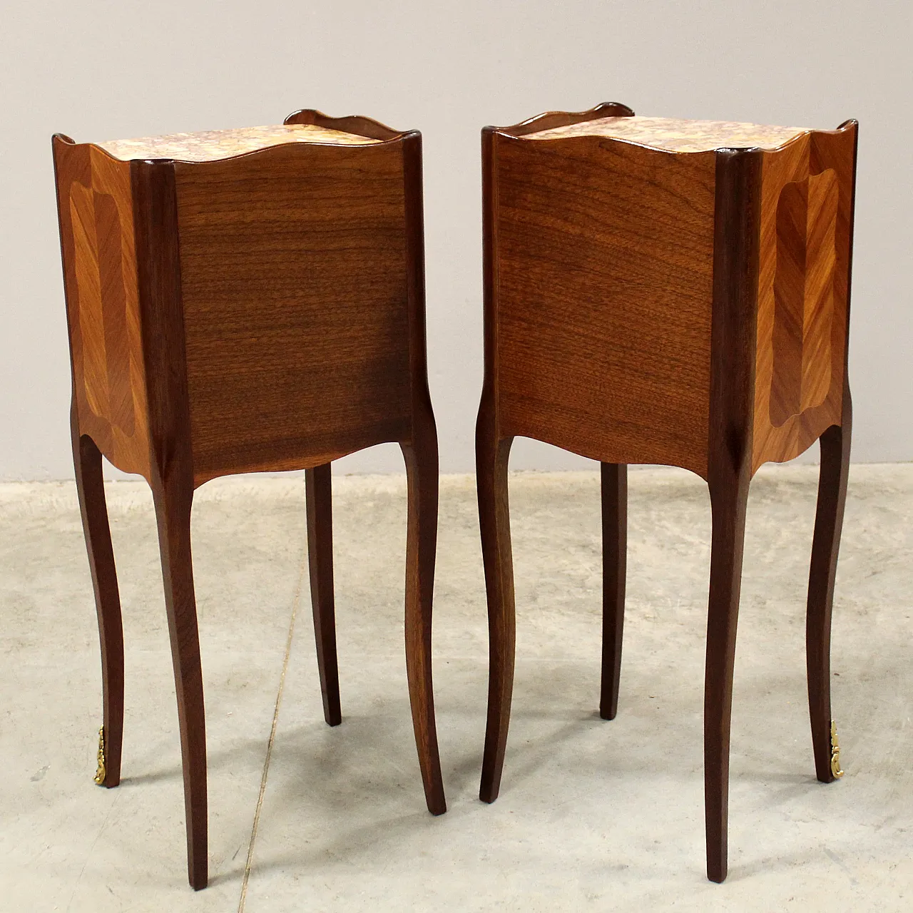 Coppia comodini intarsiati Napoleone III primo '900 11