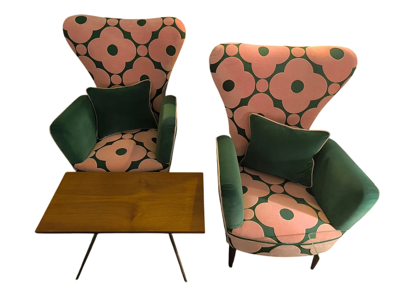 Pair of patterned armchairs, 1950s 15