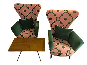 Pair of patterned armchairs, 1950s