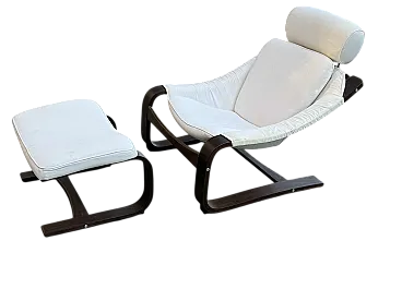 Scandinavian bentwood lounge chair and ottoman, 1970s