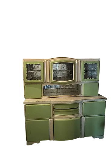 Mobile da cucina ungherese Art Déco con ante in vetro, anni '40