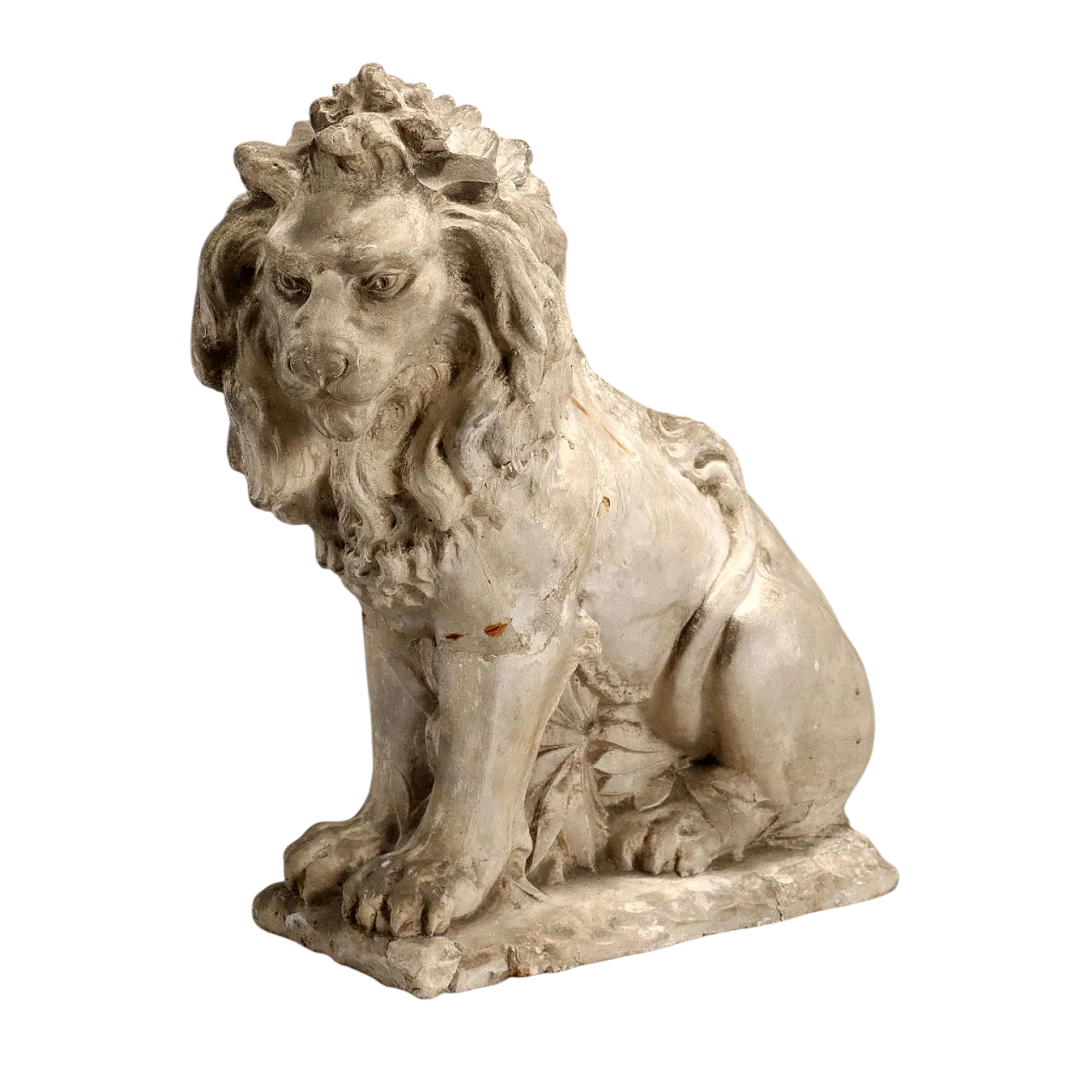 Scultura in gesso raffigurante un leone seduto, '800 11