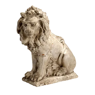 Scultura in gesso raffigurante un leone seduto, '800
