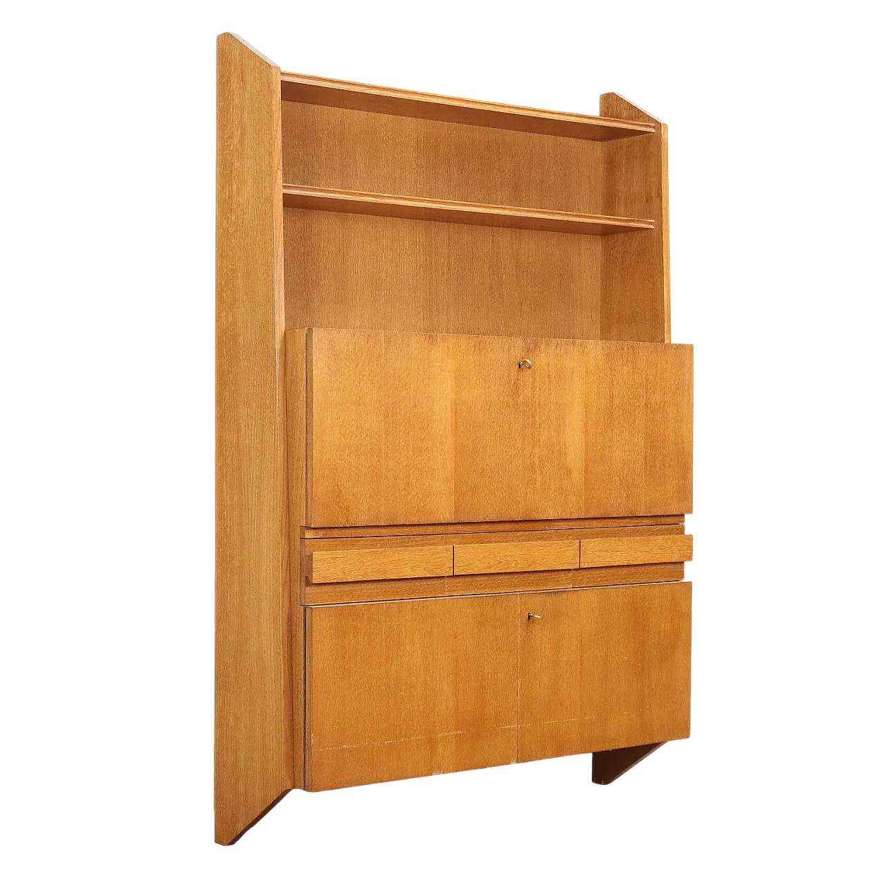 Mobile in legno impiallacciato rovere con scrivania a ribalta, '900 11