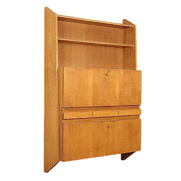 Mobile in legno impiallacciato rovere con scrivania a ribalta, '900