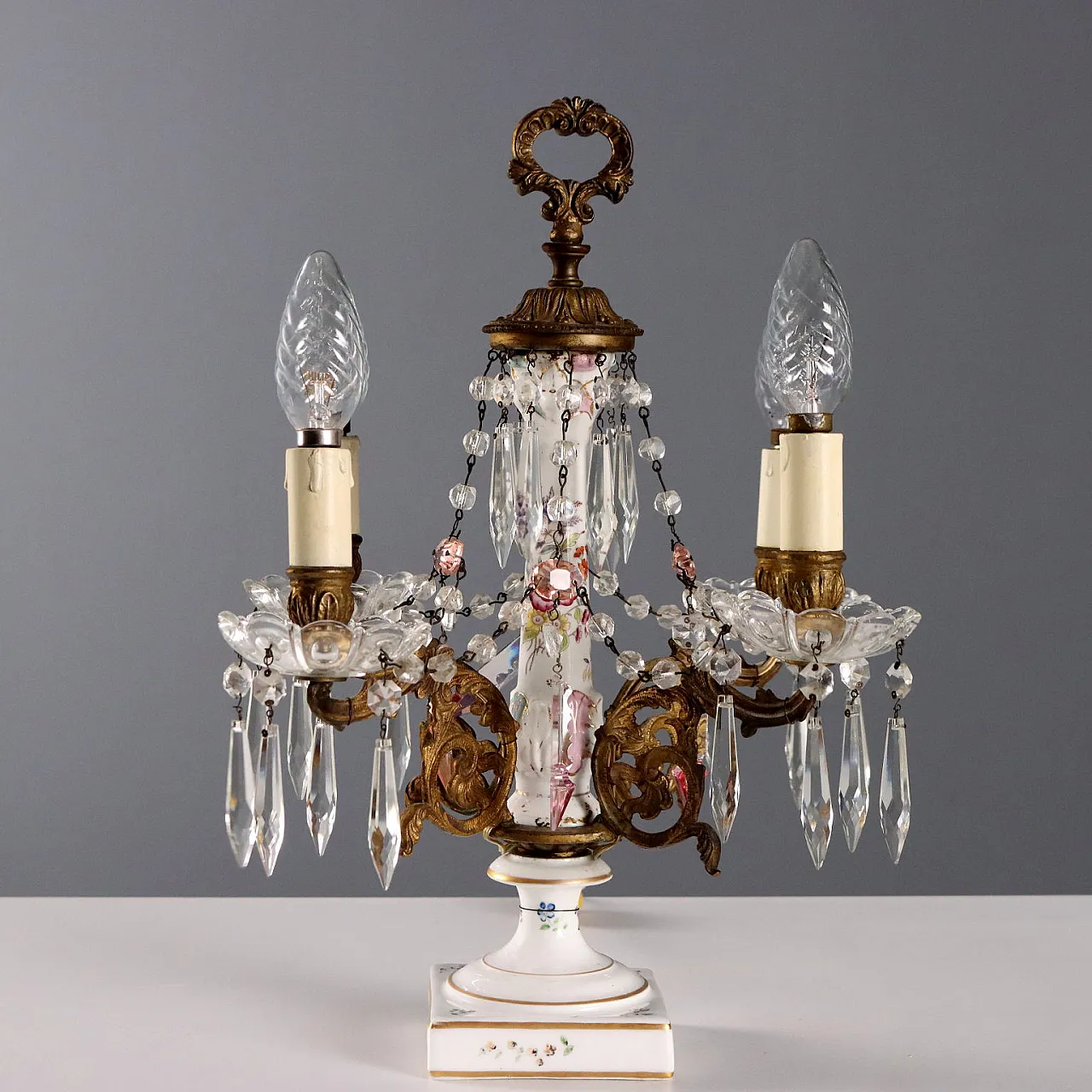 Ceramic table lamp with floral motifs, 19th century 6