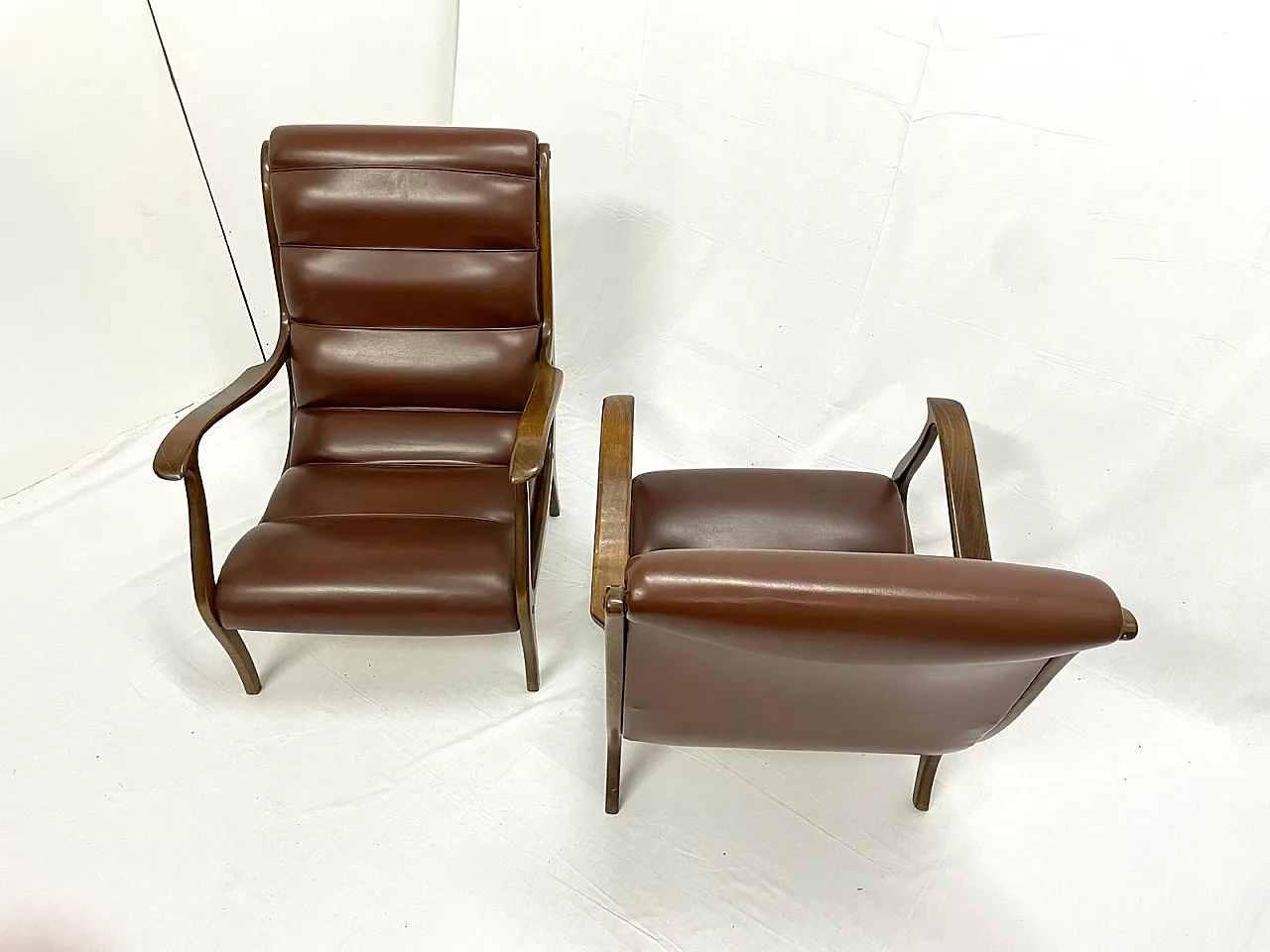 Living room chairs with ribbed backrest by Ezio Longhi for ELAM, 70s 2