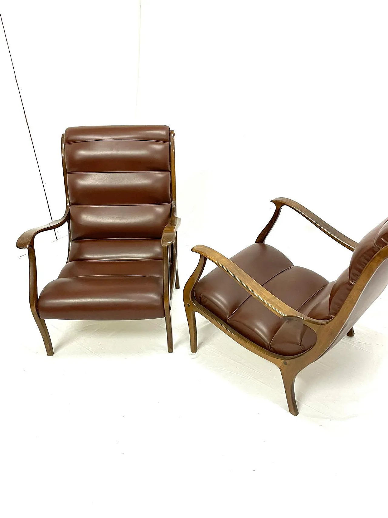 Living room chairs with ribbed backrest by Ezio Longhi for ELAM, 70s 5