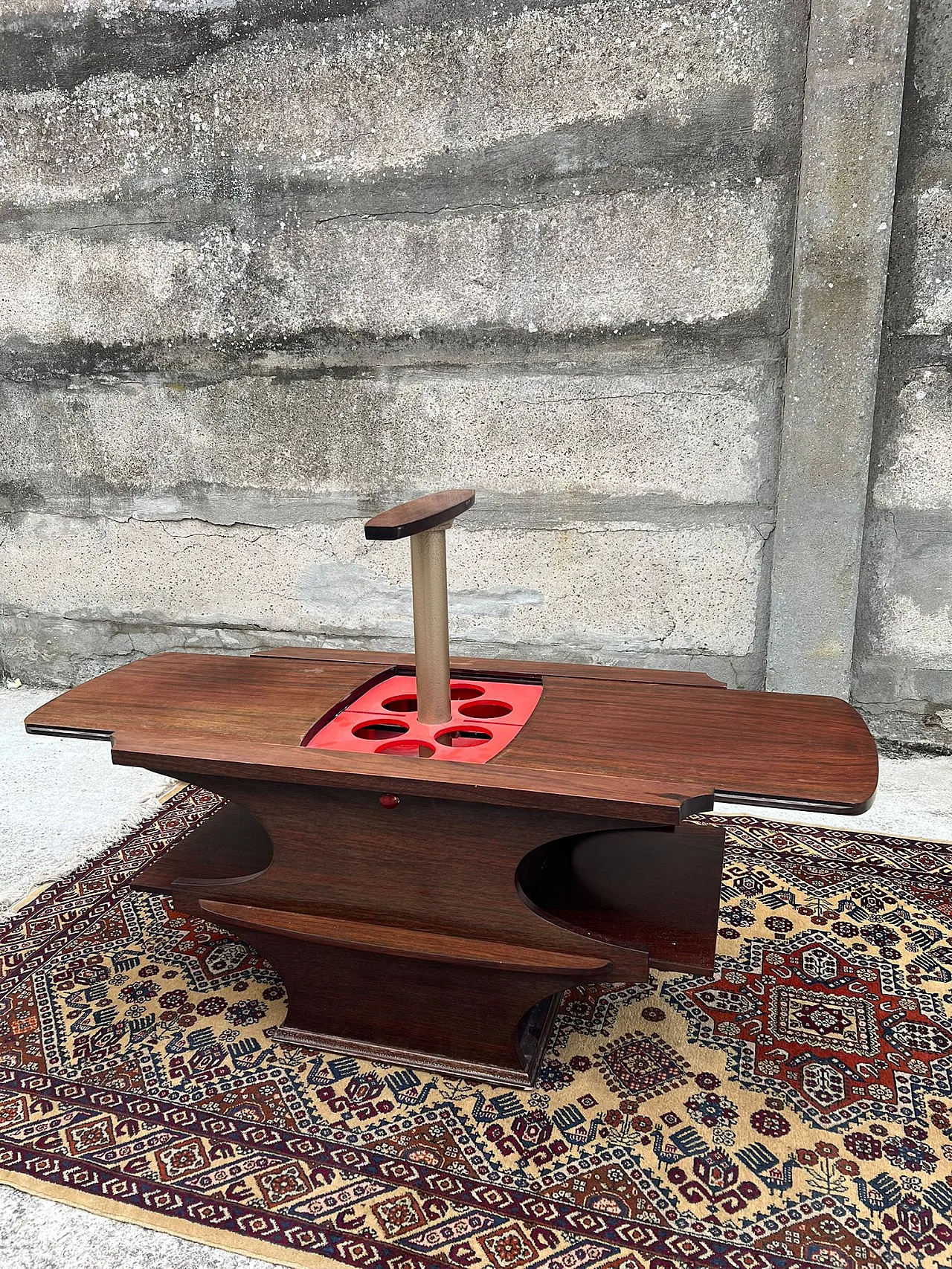 Tavolino bar palissandro apertura automatica, anni '70 1