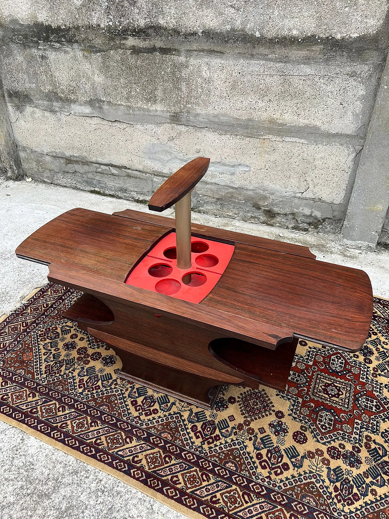 Tavolino bar palissandro apertura automatica, anni '70 3