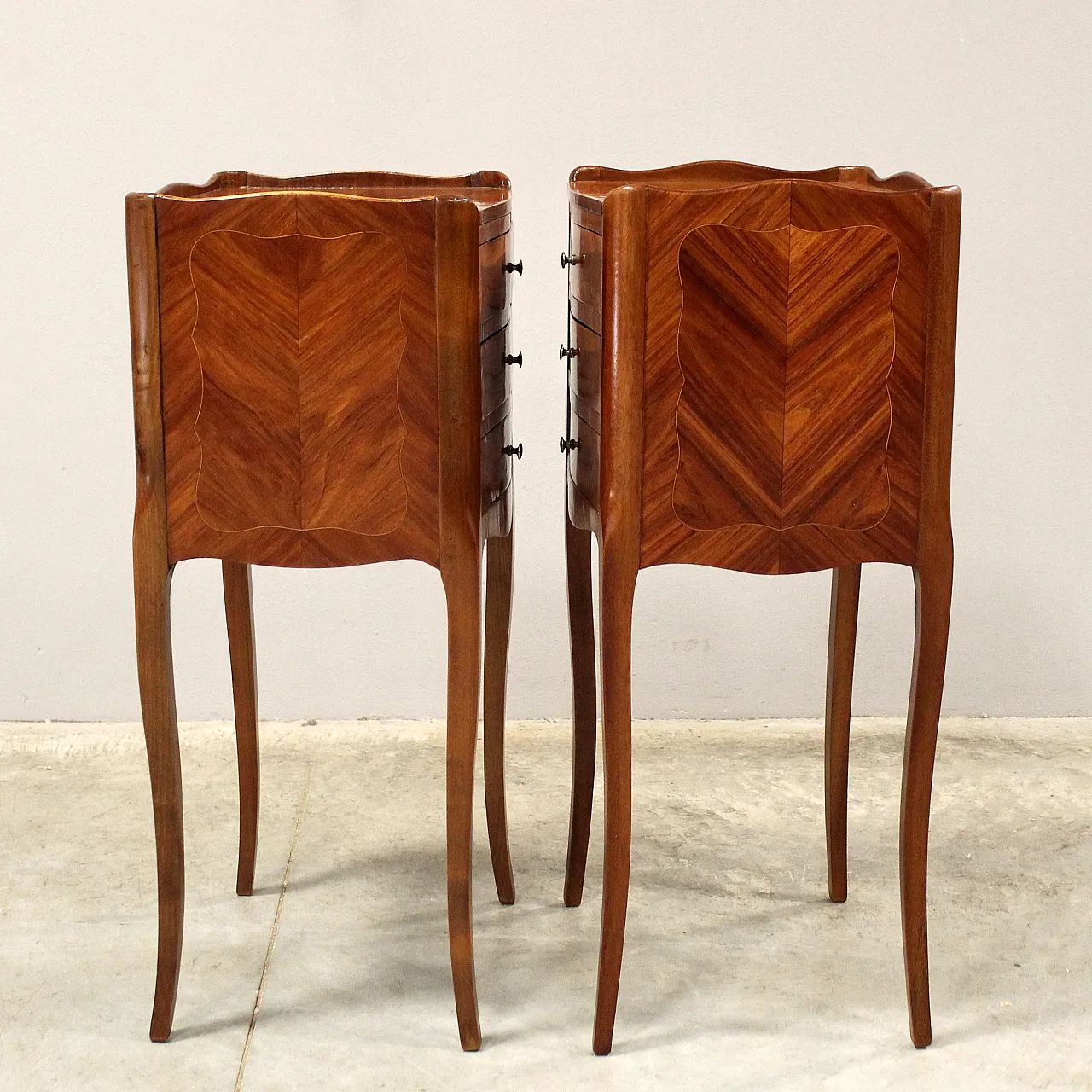 Coppia comodini intarsiati Napoleone III inizio '900 2