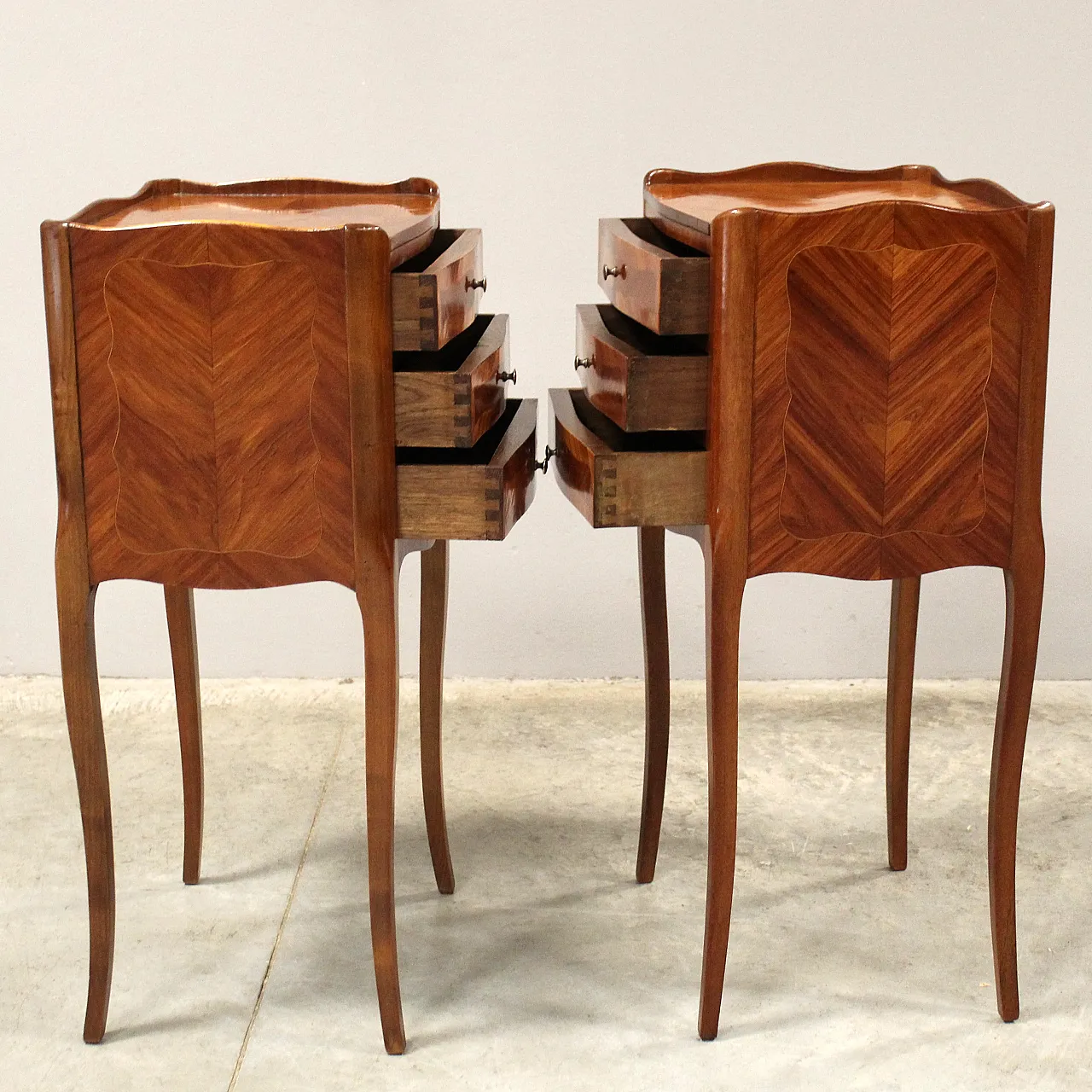 Coppia comodini intarsiati Napoleone III inizio '900 4