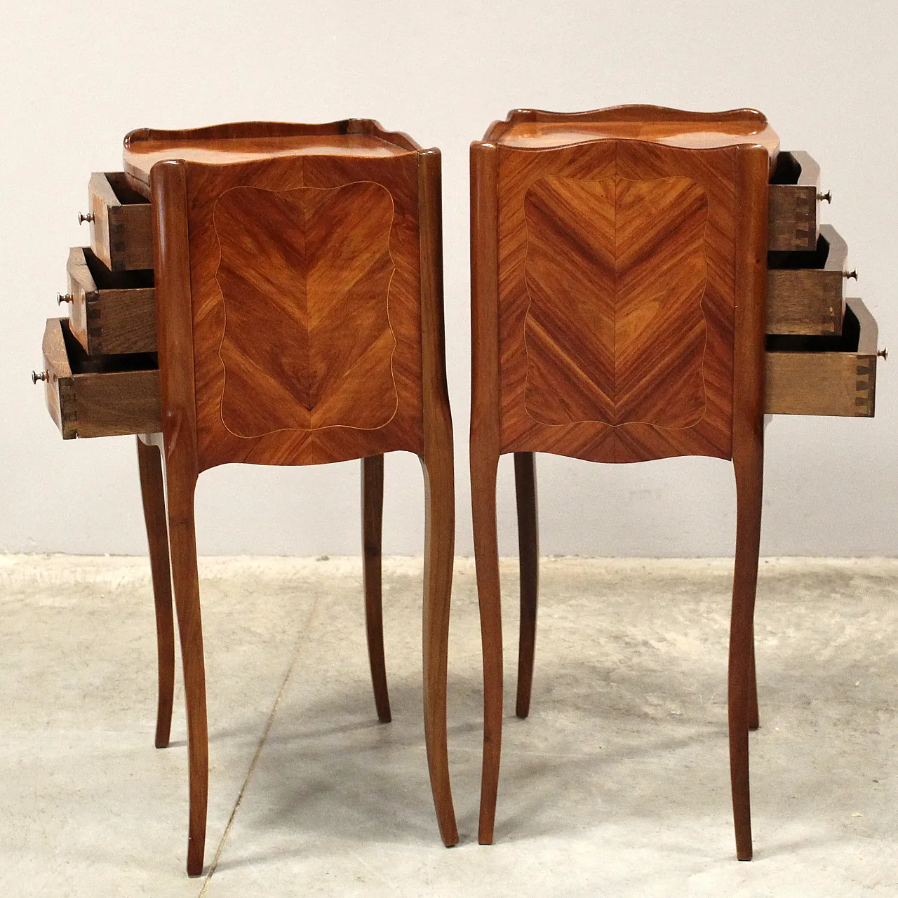 Coppia comodini intarsiati Napoleone III inizio '900 5