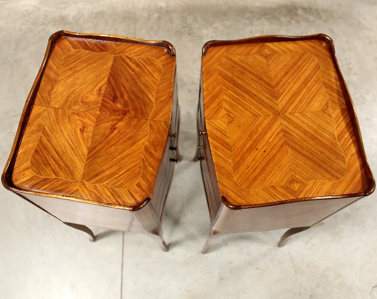 Coppia comodini intarsiati Napoleone III inizio '900 6