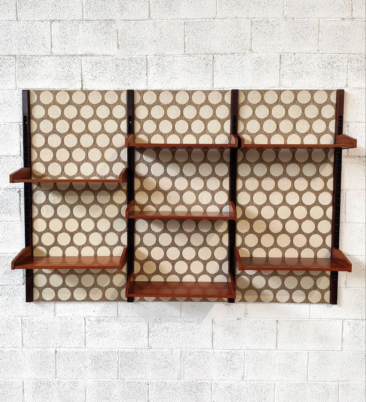 Wall bookcase with polka dot fabric, Italy 1960s 2