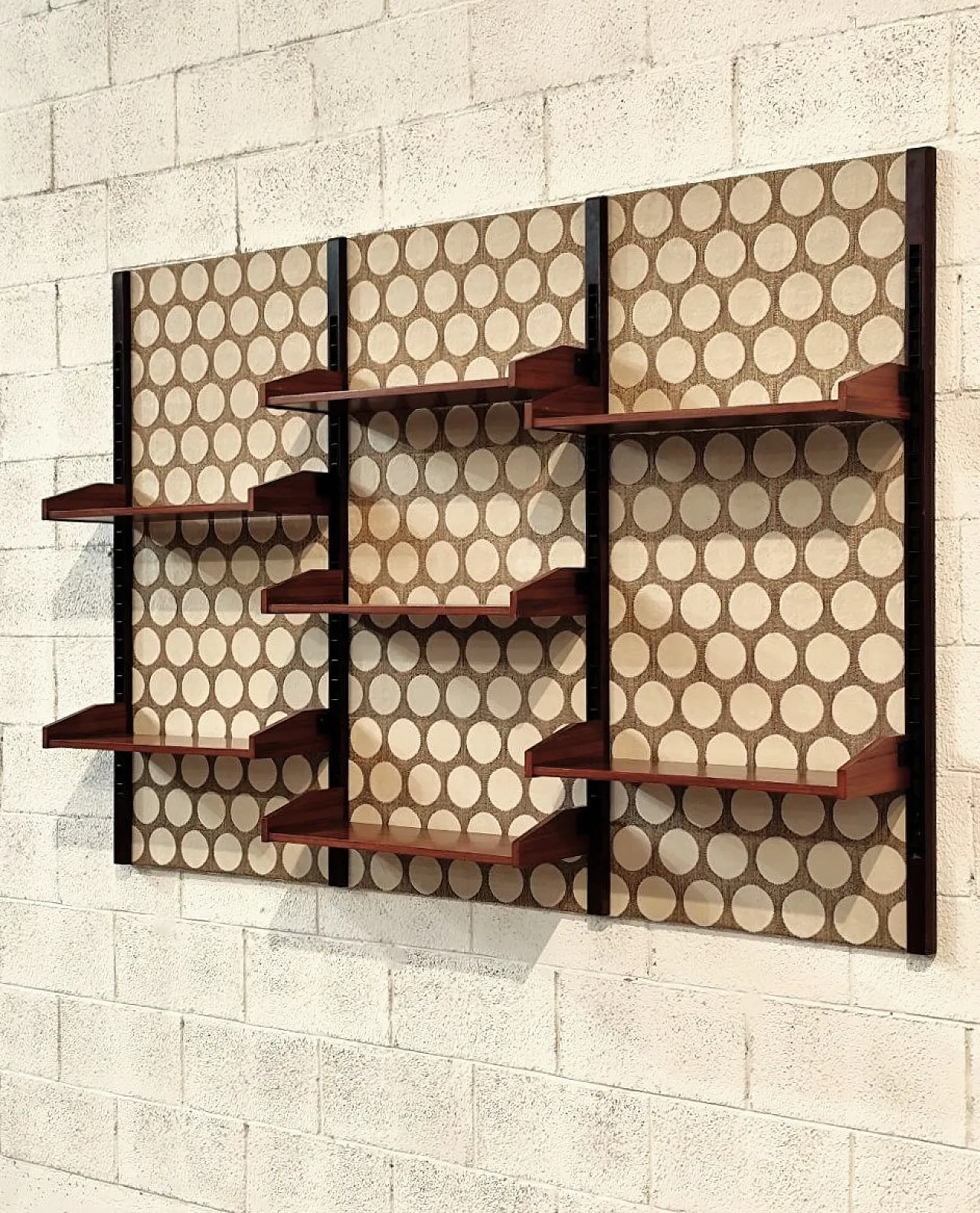 Wall bookcase with polka dot fabric, Italy 1960s 5