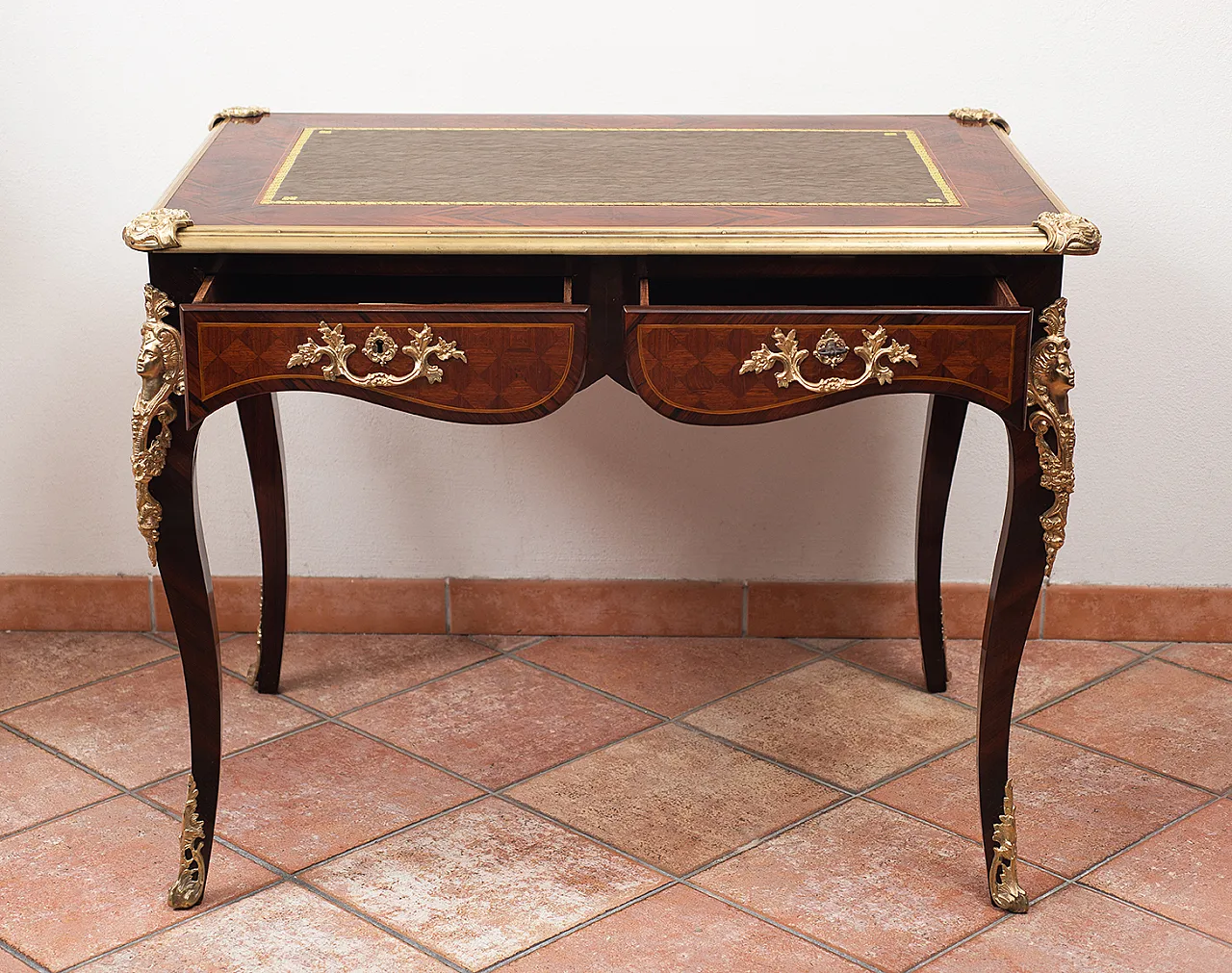 Scrivania francese Napoleone III in pregiati legni esotici, XX secolo 5