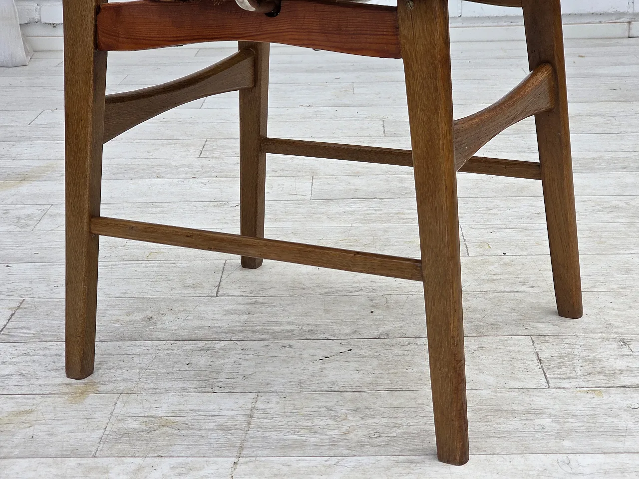 Danish velvet armchair with teak wood armrests, 1960s 5