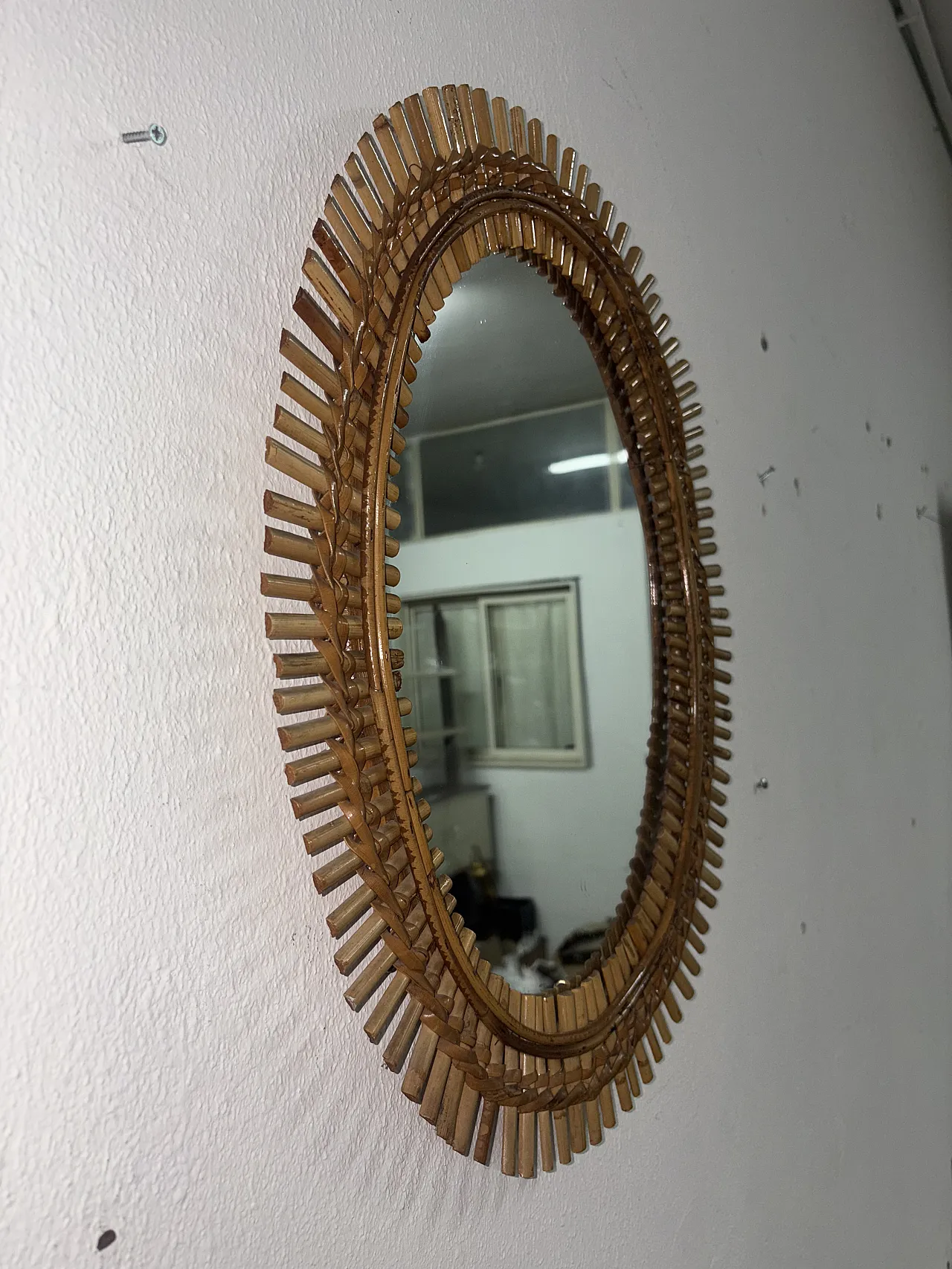 Specchio ovale in vimini, anni '60 4