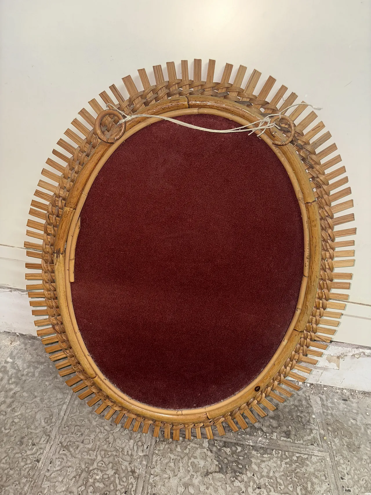 Specchio ovale in vimini, anni '60 7