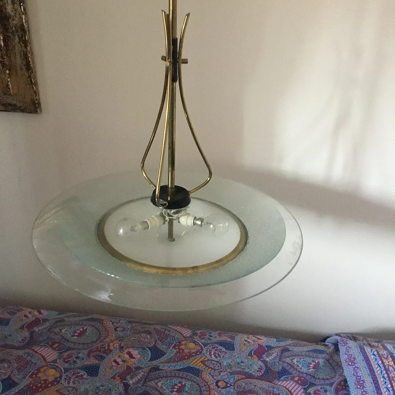 Lampadario vetro stile Fontana Arte, anni '50 2