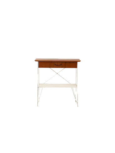 Scandinavian bedside table in metal and mahogany, 1960s