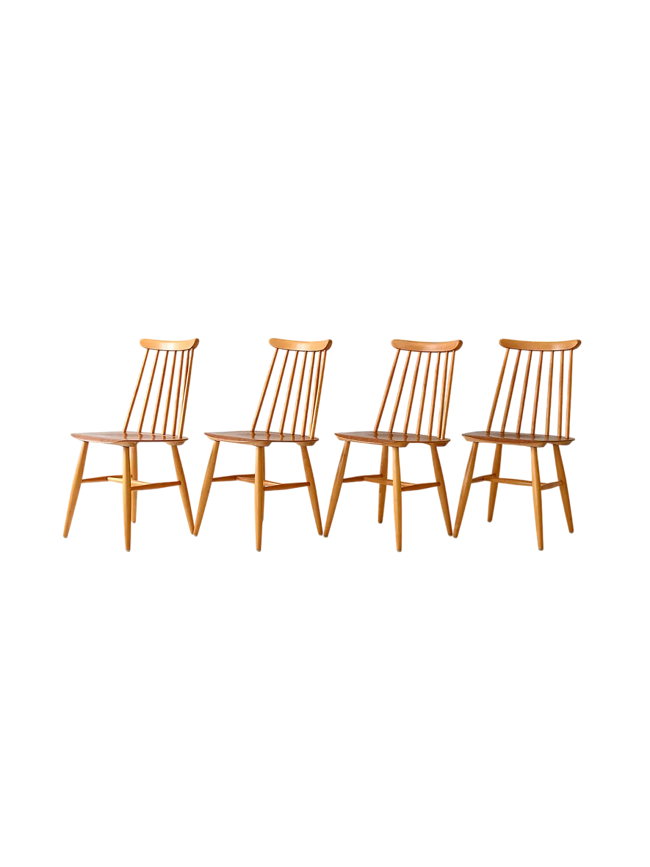 Set of 4 Scandinavian Fanett chairs by Ilmari Tapiovaara 11
