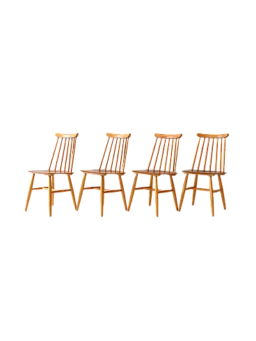 Set of 4 Scandinavian Fanett chairs by Ilmari Tapiovaara