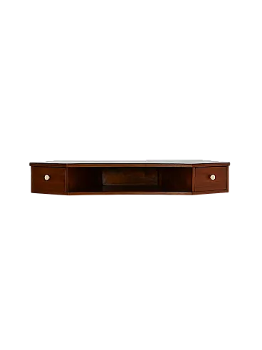 Scandinavian wall mounted bedside table in mahogany with Bakelite knobs