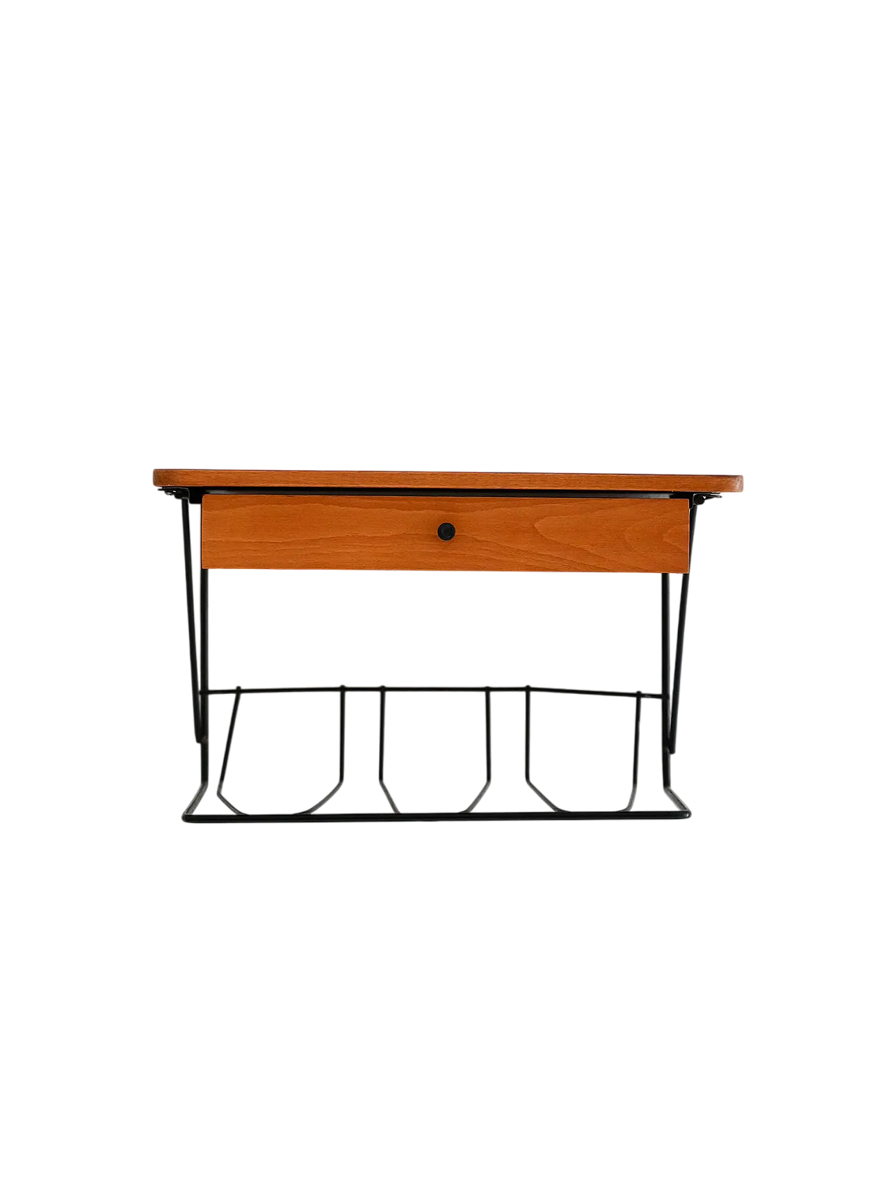 1960s Scandinavian wall bedside table in teak and metal 7