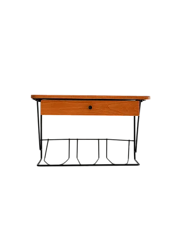 1960s Scandinavian wall bedside table in teak and metal