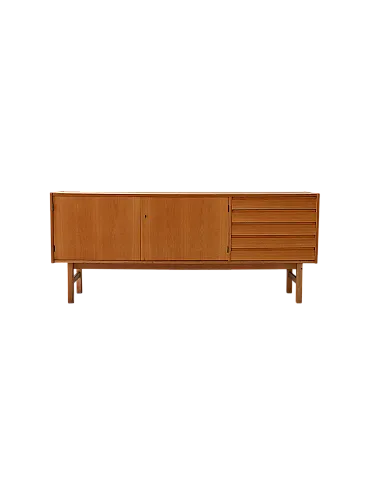 Vintage Scandinavian oak sideboard with tin drawers