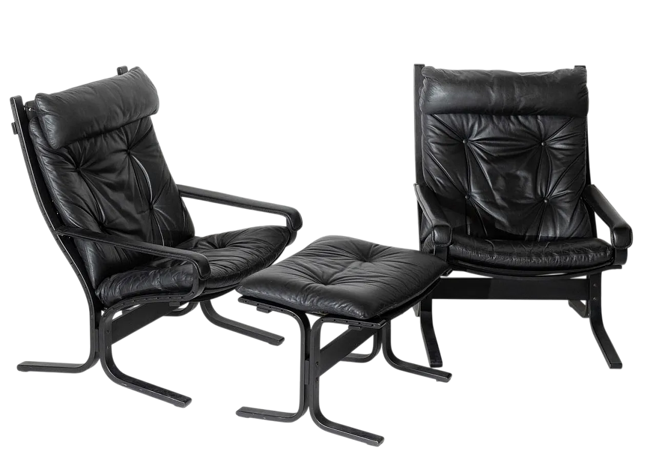 Poltrone Siesta con pouf di Ingmar Relling per Westnofa, anni '70 9