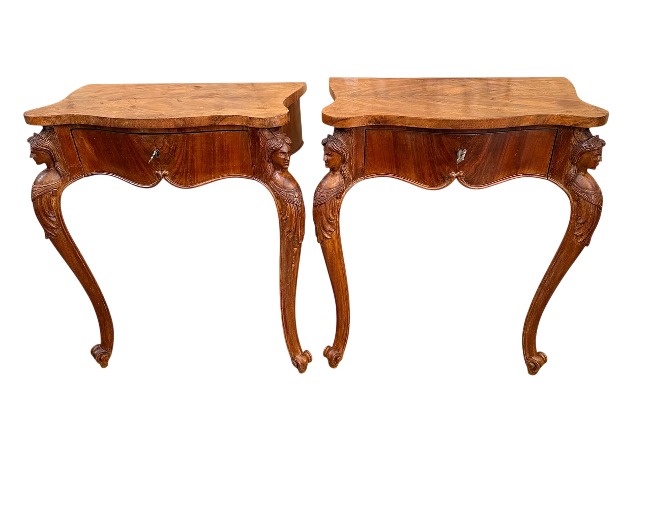Pair of Louis XV Style Wall Bedside Tables, early 20th c. 16