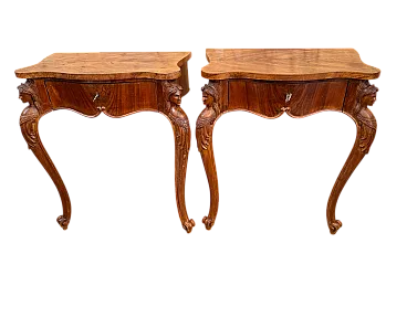 Pair of Louis XV Style Wall Bedside Tables, early 20th c.