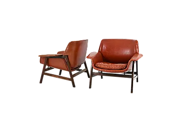 Coppia di poltrone 849 di Gianfranco Frattini per Cassina, anni '50