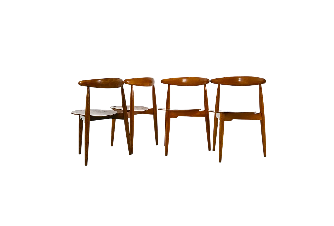 4 sedie da pranzo FH4103 di Hans J. Wegner per Fritz Hansen, anni '50 14