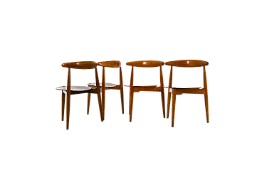 4 sedie da pranzo FH4103 di Hans J. Wegner per Fritz Hansen, anni '50