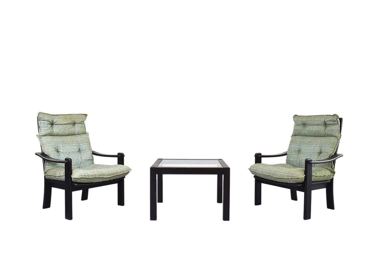 Poltrone e tavolino da caffè Mid-Century, danesi, anni '70 18