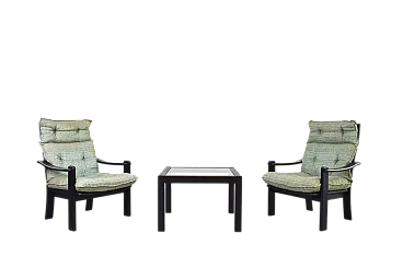 Poltrone e tavolino da caffè Mid-Century, danesi, anni '70