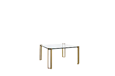 Tavolino Hollywood Regency in ottone e vetro di Peter Ghyczy, anni '70