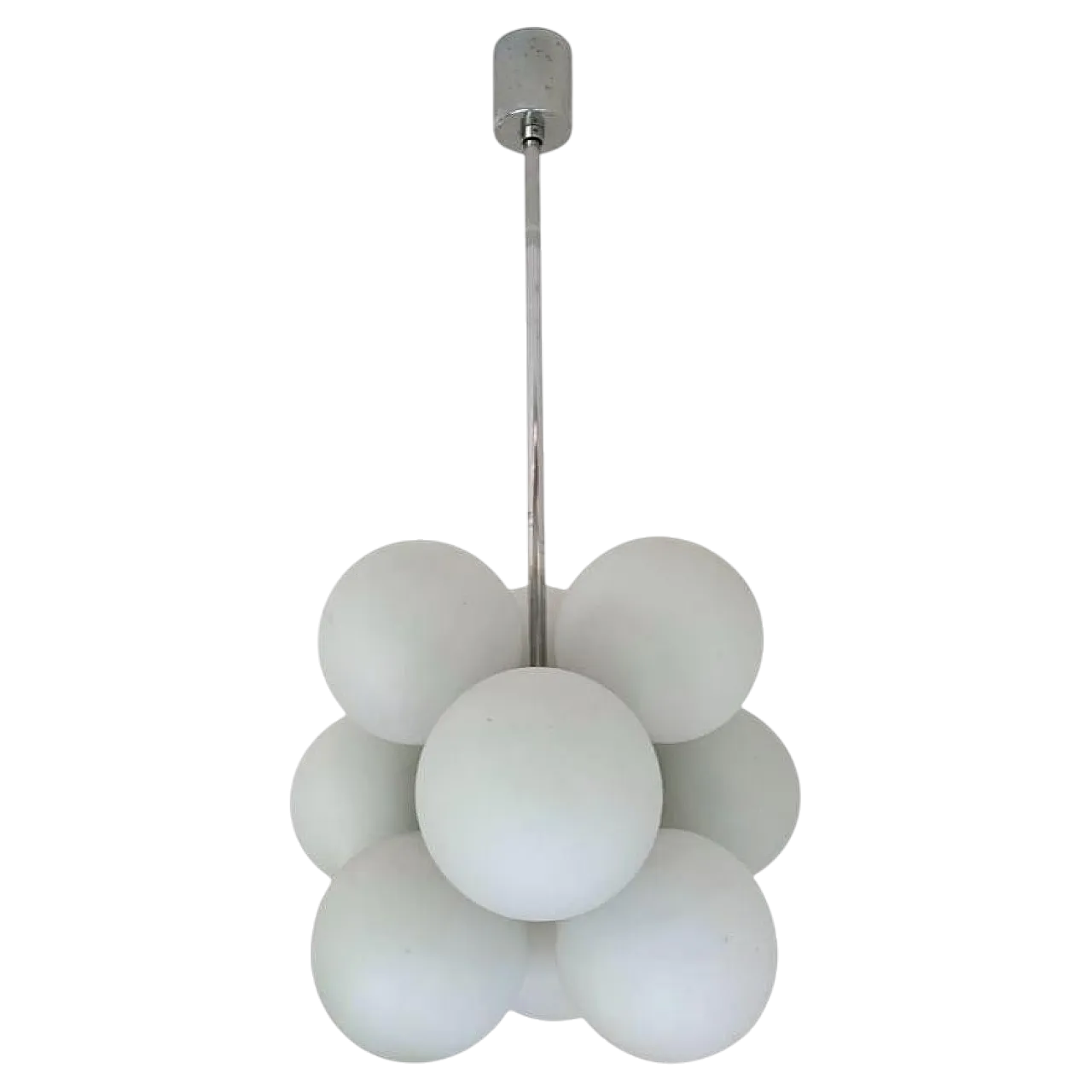 Lampadario Space Age Sputnik con 8 globi di vetro degli anni '60 7