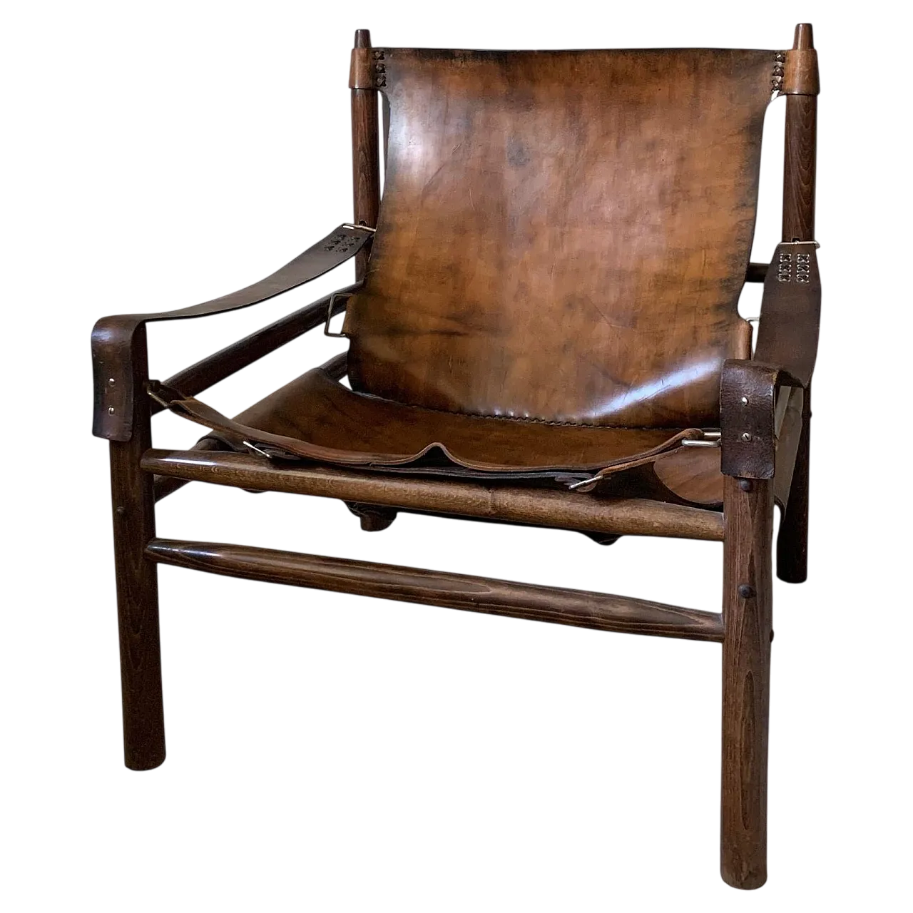 Poltrona "Safari" in pelle di bufalo nello stile di Arne Norell 8