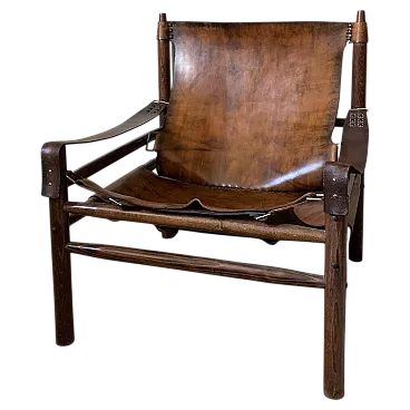 Poltrona Safari in pelle di bufalo nello stile di Arne Norell