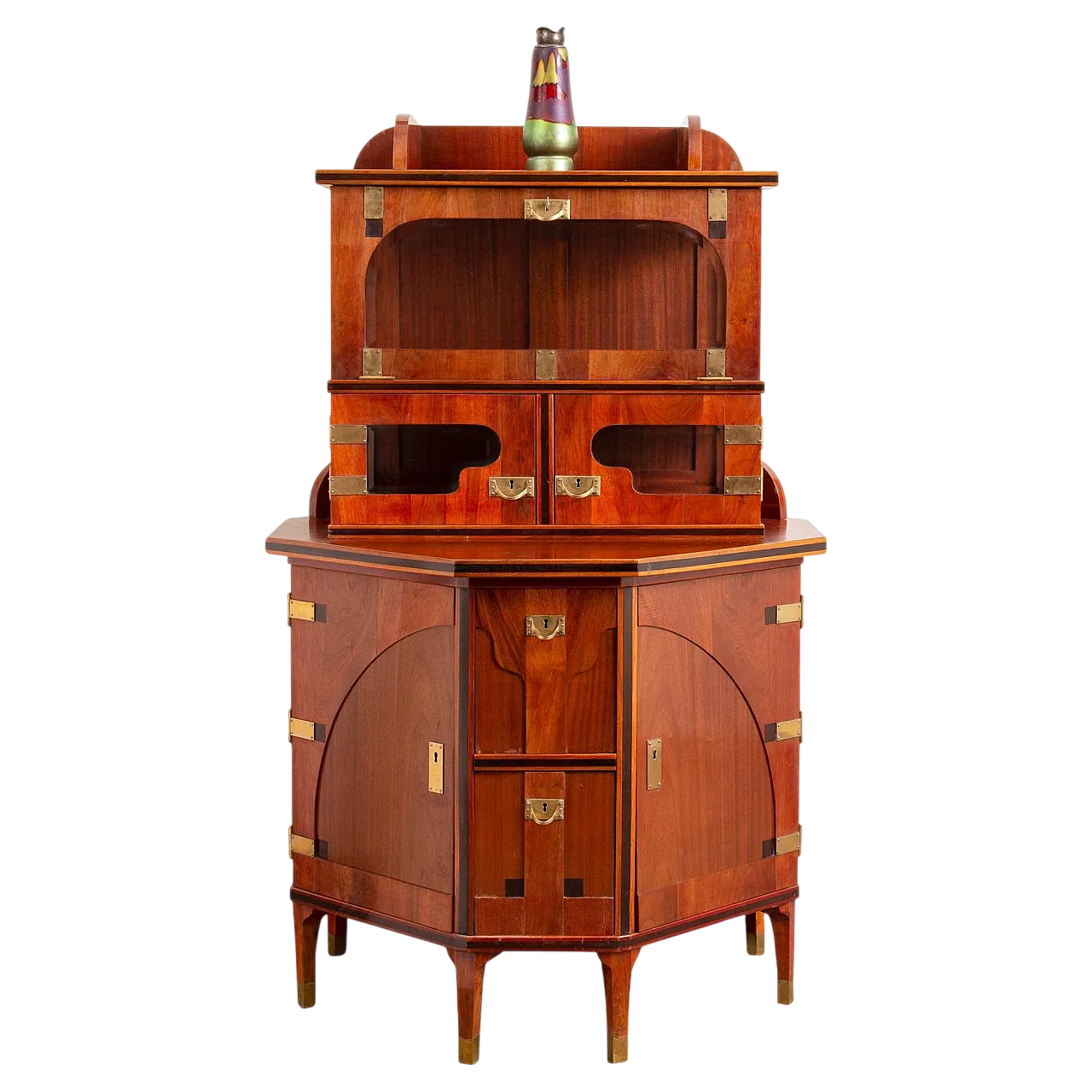 August Ungethüm Art Nouveau Mahogany Cabinet, Ca. 1905 10