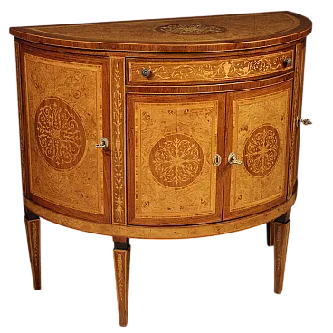 Credenza italiana a mezzaluna in stile Luigi XVI, '900