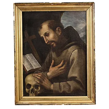 Italian painting Saint Francis of Assisi,  17th century